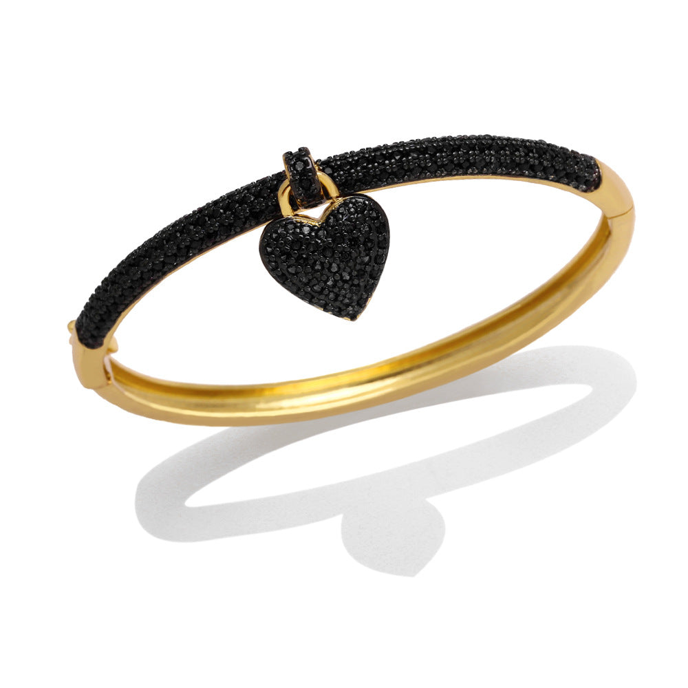Brazalete de cobre chapado en colgante colgante de corazón al por mayor